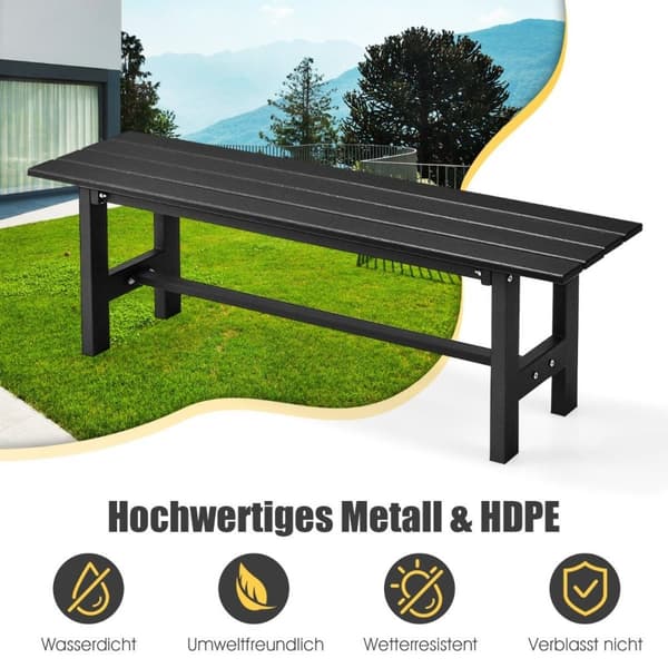 Hagebenk for 2 personer med lamellsete, lastekapasitet opptil 300 kg, 120 x 36 x 40,5 cm, svart