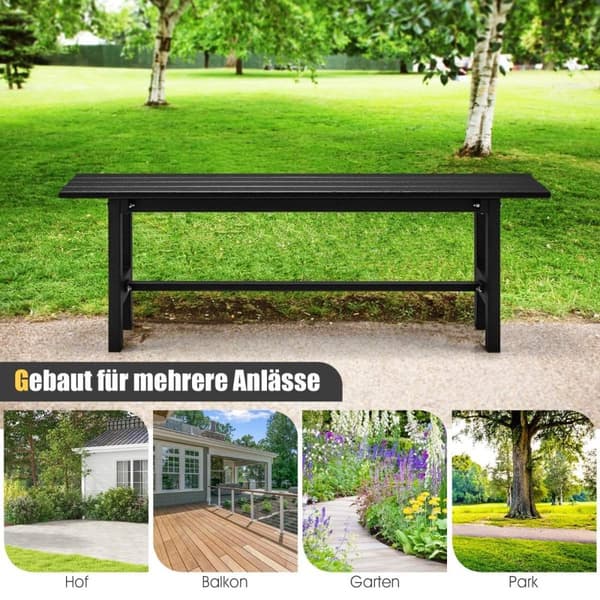 Hagebenk for 2 personer med lamellsete, lastekapasitet opptil 300 kg, 120 x 36 x 40,5 cm, svart