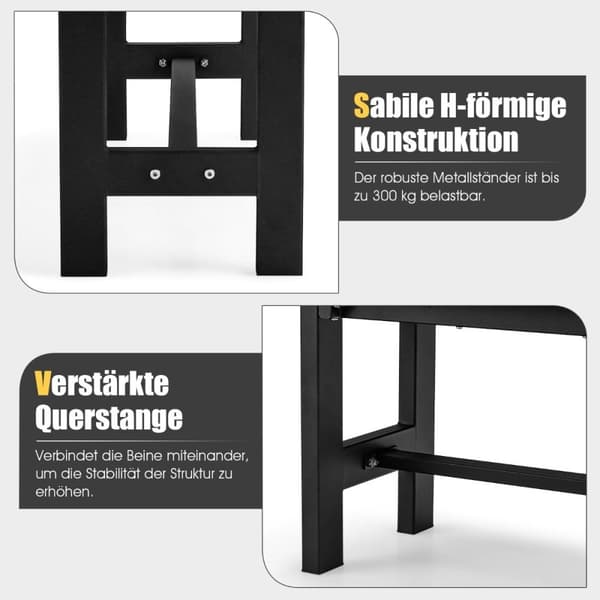 Hagebenk for 2 personer med lamellsete, lastekapasitet opptil 300 kg, 120 x 36 x 40,5 cm, svart