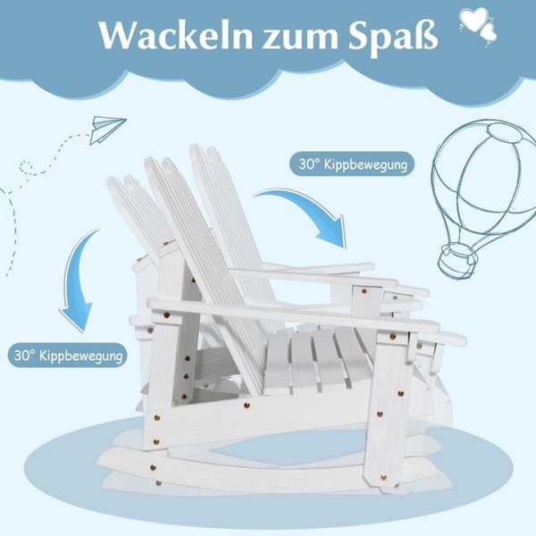Adirondack gyngestol for barn 2-seters hagestol i tre 99,5 x 70 x 68 cm hvit