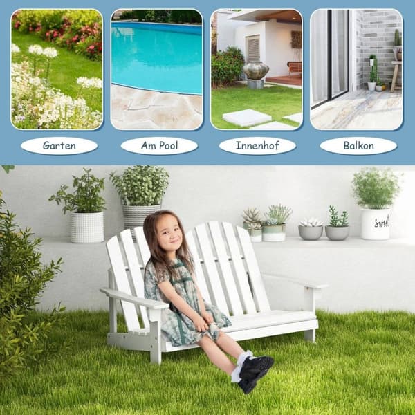 Adirondack gyngestol for barn 2-seters hagestol i tre 99,5 x 70 x 68 cm hvit