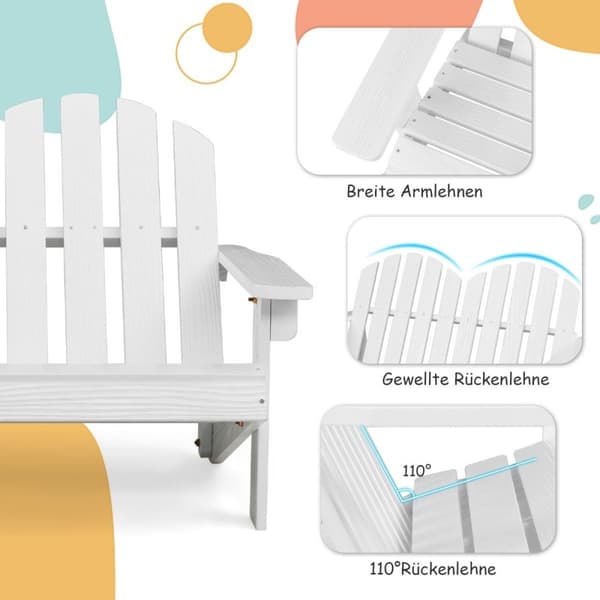 Adirondack stol for barn 2-seter Adirondack stol laget av tre hvit 99 x 51 x 56,5 cm