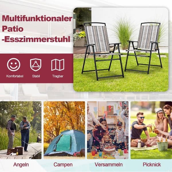 Sett med 2 hagestoler sammenleggbare stoler med armlener 51 x 61,5 x 92 cm grå