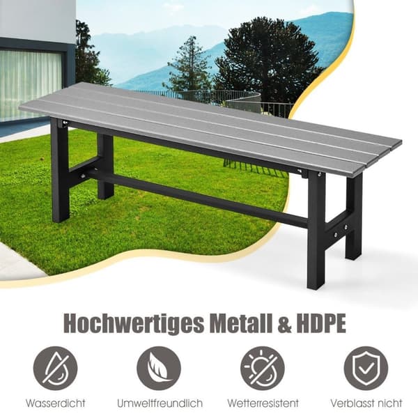 Hagebenk for 2 personer med lamellsete kan holde opptil 300 kg 120 x 36 x 40,5 cm grå