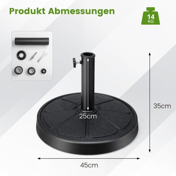 14 kg painava sateenvarjoteline 45 cm halkaisijalla sateenvarjotankoille φ38/48 mm