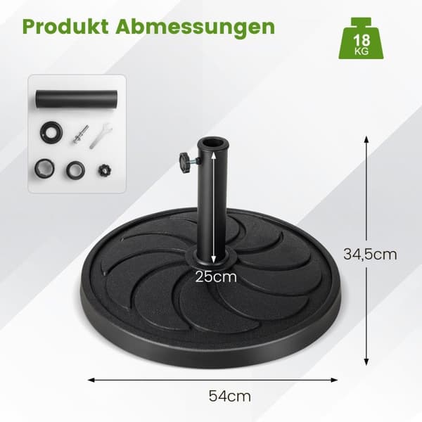 18 kg painava sateenvarjoteline 54 cm halkaisijalla sateenvarjotankoille φ38/48 mm