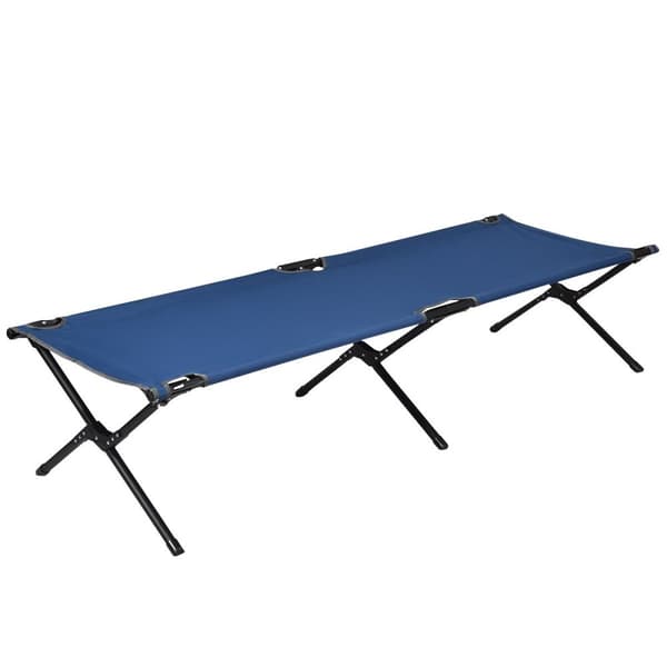 Campsäng, campingsäng, metallram, hopfällbar hopfällbar säng, belastning upp till 135 kg, 190 x 67 x 42 cm, blå