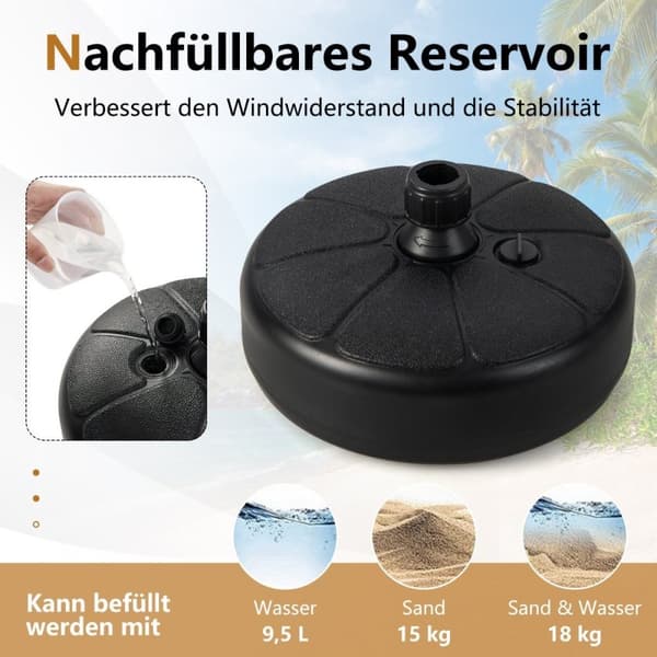 Fyllbart rundt paraplystativ med en diameter på 37 cm for maks 12 kg sort