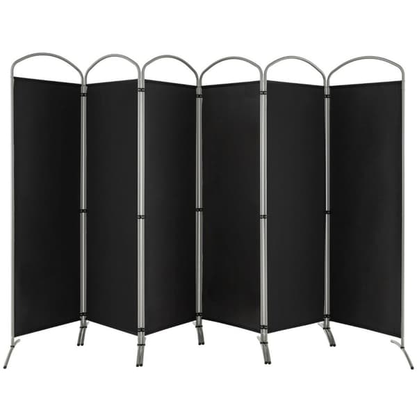 6-delat vikbar insynsskydd rumsavdelare tygvägg 331 x 51 x 188 cm svart