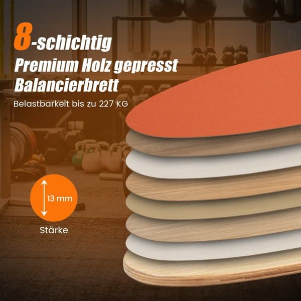 Balansbräda i trä med hjul och filt 3-i-1 Balansbräda Kit Orange