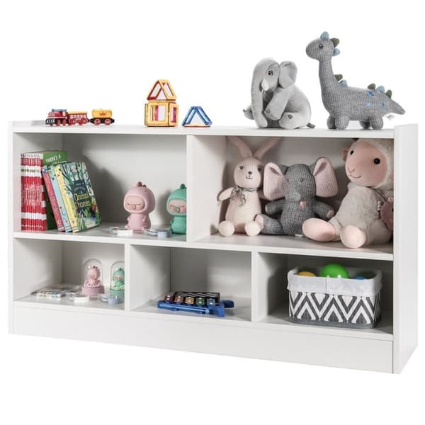 Lekeskap for barn laget av tre, barnehylle, bokhylle, 111 x 30 x 61,5 cm, hvit
