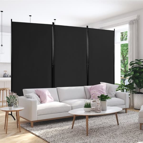 3-panels romdeler med justerbare bordplater og solide hengsler og stålbase svart