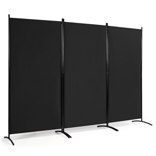 3-panels romdeler med justerbare bordplater og solide hengsler og stålbase svart