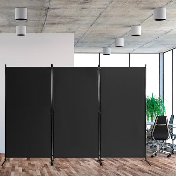3-panels romdeler med justerbare bordplater og solide hengsler og stålbase svart