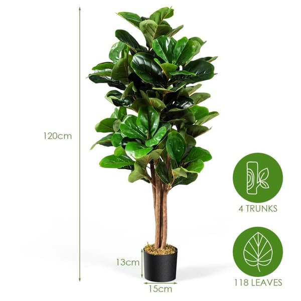 120 cm kunstigt figentræ kunstig plantedekoration med urtepotte