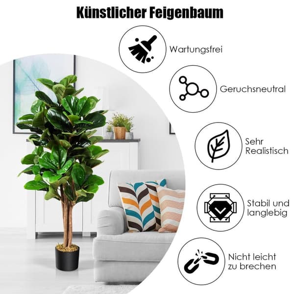 120 cm kunstigt figentræ kunstig plantedekoration med urtepotte