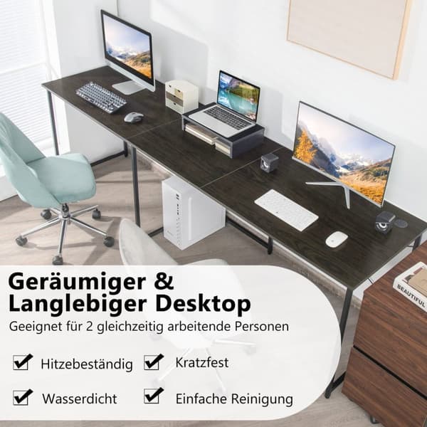 L-formet skrivebord med skærmstativ & 3 kabelhuller vendbart hjørnebord brun
