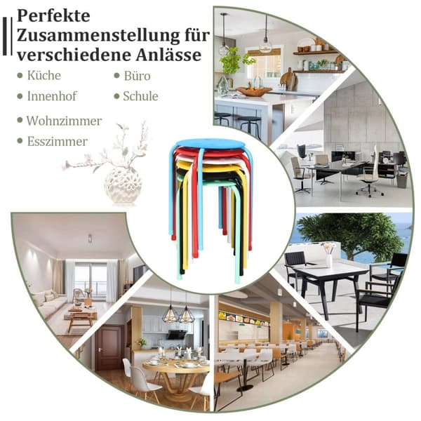 Pakke med 6 stablebare metallkrakker Assorterte farger krakker for barn 30 x 30 x 44,5 cm Fargerik