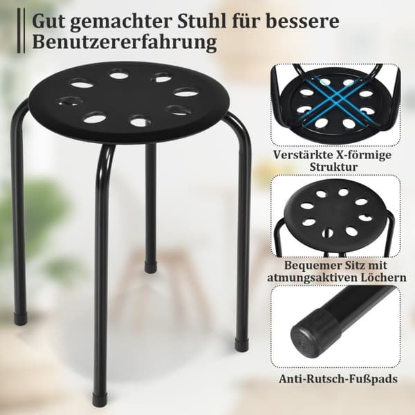 Pakke med 6 stablebare metallkrakker Assorterte farger krakker for barn 30 x 30 x 44,5 cm Fargerik