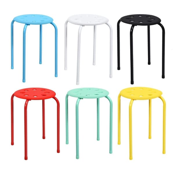 Pakke med 6 stablebare metallkrakker Assorterte farger krakker for barn 30 x 30 x 44,5 cm Fargerik
