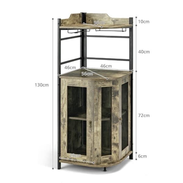 Vinskab industrielt barskab med glasholder køkkenskabshjørne 48 x 48 x 130 cm
