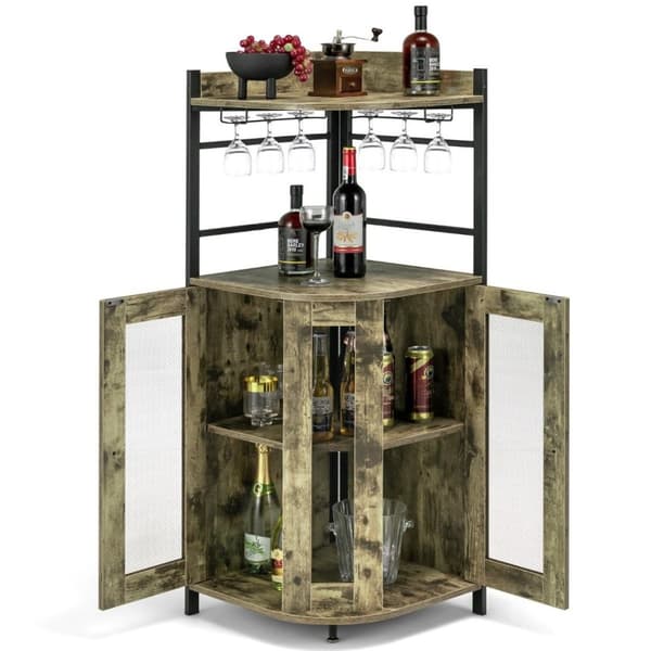 Vinskab industrielt barskab med glasholder køkkenskabshjørne 48 x 48 x 130 cm