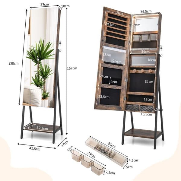 Korukaappi peilillä ja 3-värisellä LED-valolla 41,5 x 37 x 157 cm Rustiikki ruskea
