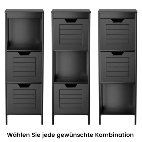 Baderomskommode i tre med 2 skuffer 30 x 30 x 89 cm sort