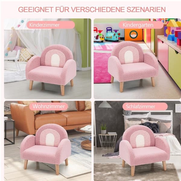 Barnfåtölj för småbarn Barnsoffa klädd med rosa ryggstöd