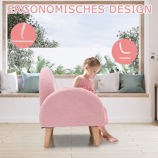 Barnfåtölj för småbarn Barnsoffa klädd med rosa ryggstöd