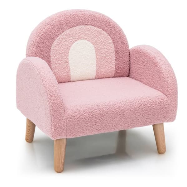 Barnfåtölj för småbarn Barnsoffa klädd med rosa ryggstöd