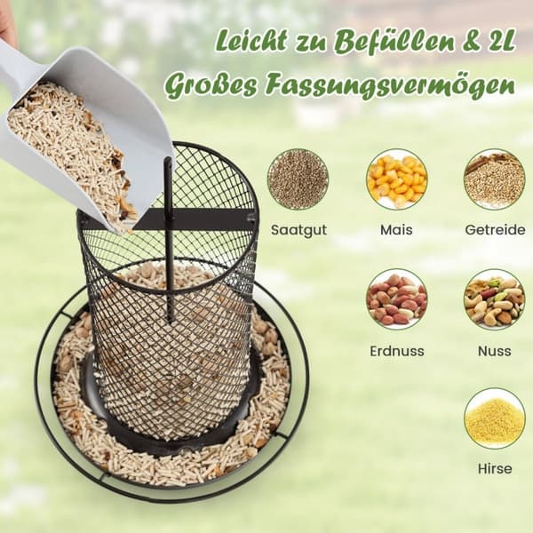 Hengende fuglemater metall fuglemater 20 x 28 cm brun