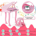 Miniatyrbillede 1 af 5: Børnetastatur med 37 tangenter og skammel Elektronisk klavertastatur 47 x 37 x 70 cm Pink