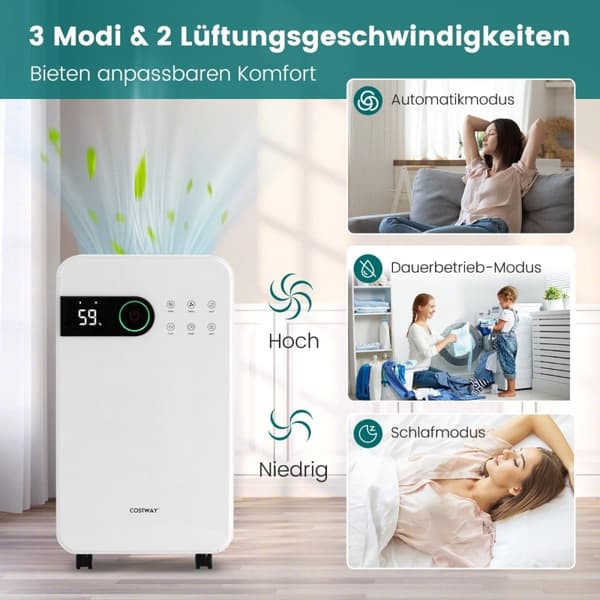2,3L avfukter med hvilemodus romavfukter for hjemmekjeller mobil avfukter 24 timers timer
