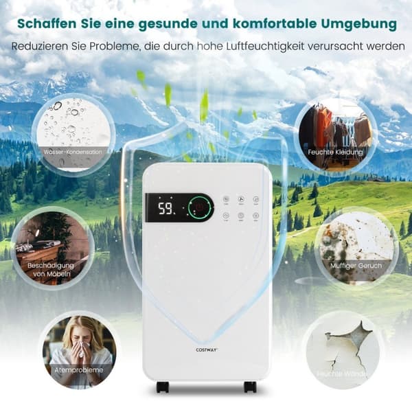 2,3L avfukter med hvilemodus romavfukter for hjemmekjeller mobil avfukter 24 timers timer