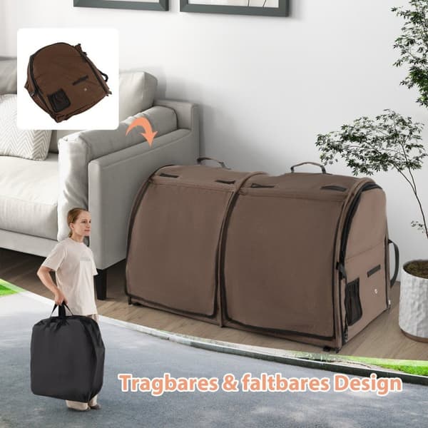 Transportpose med avtakbare hengekøyer & madrass & kattesøppel brun