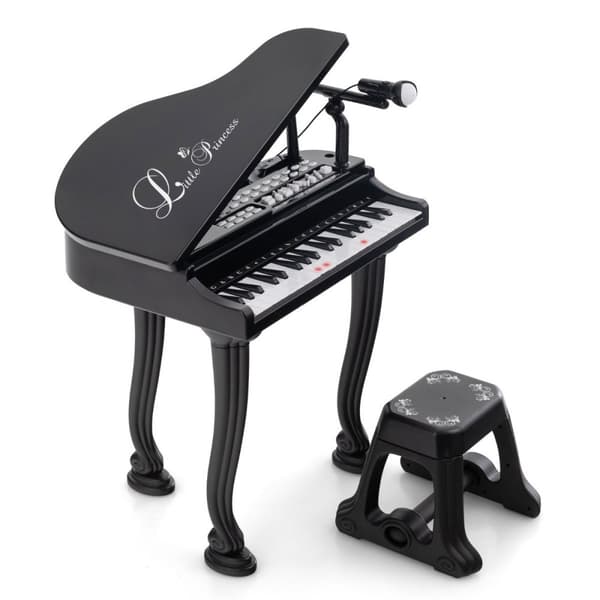 Lasten piano 37 koskettimella ja jakkara Lelu Piano Kannettava 47 x 37 x 70 cm Musta