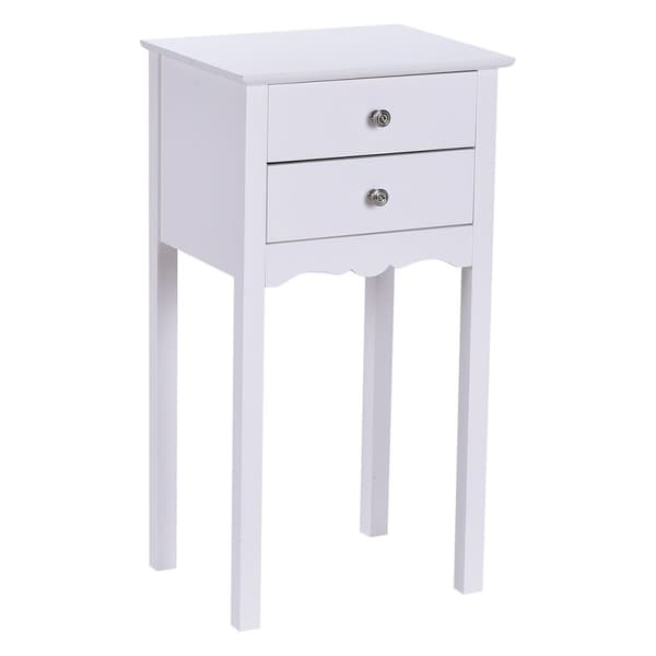 Sengebord med 2 skuffer og anti-vip beskyttelse Moderne sidebord 40 x 32 x 75 cm hvid