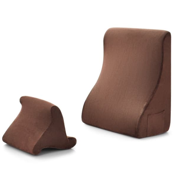 Kilkuddsset ergonomisk ryggkudde med sidfickor och tvättbar överdragsstödkudde för nacke 47,5 x 23,5 x 54 cm brun