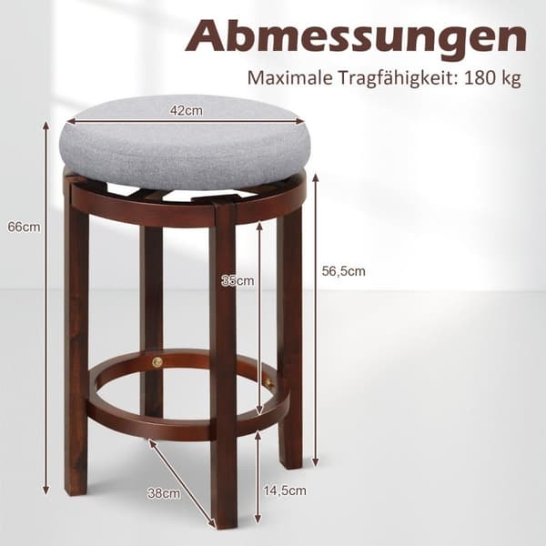 Sett med 2 krakker i benkehøyde 66 cm høye svingbare barkrakker 42 x 42 x 66 cm grå og brun