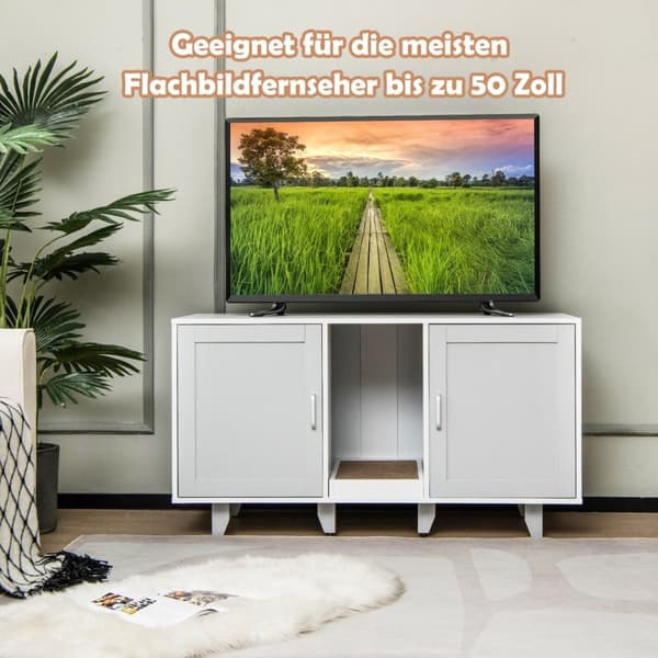Katteskab til kattetoilet med 2 låger & kradsebræt & indgang 120 x 52 x 65 cm lysegrå