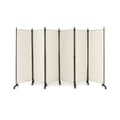 Miniatyrbillede 2 af 5: 6-delt foldbar rumdeler 172 cm høj privatskærm med låsbare hjul beige
