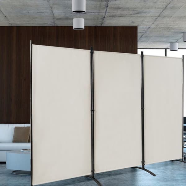 3-panels romdeler med justerbare bordplater og solide hengsler og stålbase beige