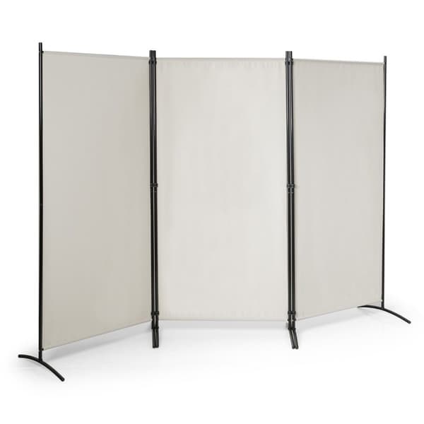 3-panels romdeler med justerbare bordplater og solide hengsler og stålbase beige