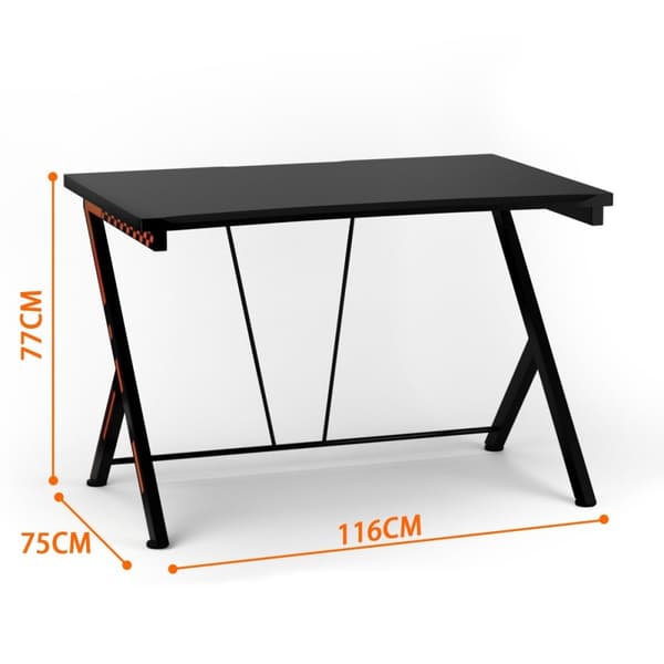 116 cm gaming skrivebord med ergonomisk design 116 x 75 x 77 cm sort