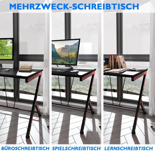 116 cm gaming skrivebord med ergonomisk design 116 x 75 x 77 cm sort