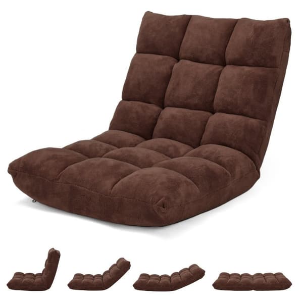 Golvstol med ryggstöd solstol gjord av korall sammet 105 x 56 x 15 cm brun