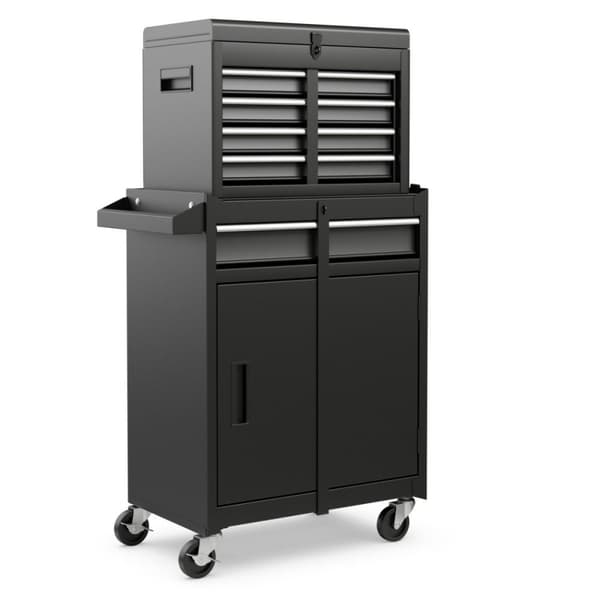 2 i 1 verkstedvogn inkludert koffert & 8 rom & kroker & justerbar hylle 100 kg lastekapasitet