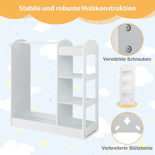 Klesgarderobe for barn Kostymegarderobe for barn med speil 93,5 x 38 x 100 cm hvit