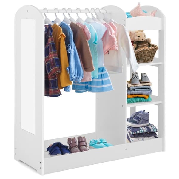 Klesgarderobe for barn Kostymegarderobe for barn med speil 93,5 x 38 x 100 cm hvit
